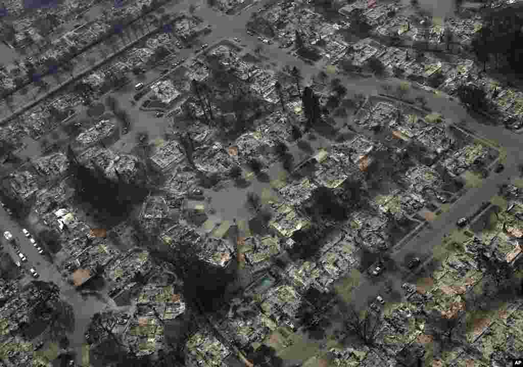 Burned out homes are seen in the Coffey Park area, Oct. 11, 2017, in Santa Rosa, California.