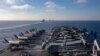 The Makin Island Amphibious Readiness Group prepares for a replenishment-at-sea, Oct. 30, 2020. (Photo courtesy of the US Navy) 