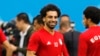 Mohamed Salah lors de l'entraînement à la veille du match entre la Russie et l'Egypte, Russie, le 18 juin 2018. 