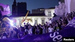 Protesters demonstrate against Brazil's congressional move to criminalize all cases of abortion, including cases of rape and where the mother's life is in danger, in Rio de Janeiro, Brazil, Nov. 13, 2017.