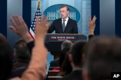 El asesor de seguridad nacional, Jake Sullivan, habla durante una conferencia de prensa en la Casa Blanca en Washington, el miércoles 14 de febrero de 2024.