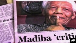 Surat kabar di Afrika Selatan yang mengabarkan kondisi Nelson Mandela, menggunakan nama akrab Mandela, Madiba.