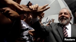 FILE - Brazil's former president Luiz Inacio Lula da Silva attends a rally in the northeastern city of Lagarto in Sergipe, Brazil, Aug. 21, 2017. 