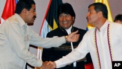En la imagen los tres grandes ausentes en los actos de Asunción. De izquierda a derecha, el presidente venezolano Nicolás Maduro, el presidente boliviano Evo Morales y el presidente de Ecuador Rafael Correa.