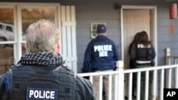 La police de l'immigration aux Etats Unis (Immigration and Customs Enforcement, ICE), ici à Atlanta, Georgie.