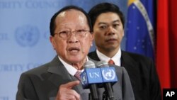 Mr. Hor Namhong, Deputy Prime Minister and Minister of Foreign Affairs and International Cooperation of Cambodia at the United Nation conference, file photo. 