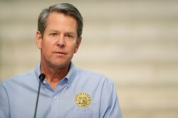 Gubernur Georgia, Brian Kemp, dalam konferensi pers di Gedung Capitol Georgia di Atlanta, 8 April 2020. (AP Photo/Brynn Anderson)