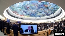 Vista general durante una sesión del Consejo de Derechos Humanos en las Naciones Unidas en Ginebra, Suiza, 24 de febrero de 2020. 