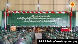 စစ်ကောင်စီလက်အောက်ခံ စိန်ကျော့နဲ့ မိုင်းခေးဌာနေ ပြည်သူ့စစ်အဖွဲ့ ရှမ်းပြည်တိုးတက်ရေးပါတီ SSPP/SSA မြောက်ပိုင်းနဲ့ ပူးပေါင်းခြင်းအခမ်းအနား (စက်တင်ဘာ ၅၊ ၂၀၂၄)