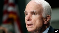 FILE - Sen. John McCain, R-Ariz., on Capitol Hill in Washington, June 13, 2017.. 