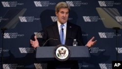 Secretary of State John Kerry speaks to the Women's Foreign Policy Group in Washington, Nov. 29, 2016.