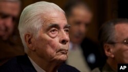 FILE - Former Army Gen. Luciano Benjamin Menendez attends his trial in Cordoba, Argentina, July 22, 2010.