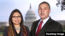 A screenshot of a greeting video on YouTube of US Ambassador to Cambodia, William Heidt, with his Cambodian wife. 