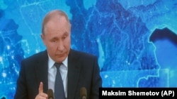 RUSSIA -- Kremlin spokesman Dmitry Peskov attends Russian President Vladimir Putin's annual end-of-year news conference, held online in a video conference mode, in Moscow, December 17, 2020.