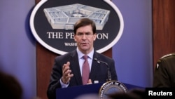 Mark Esper, secretario del Departamento de Defensa de Estados Unidos, dijo que están preparados para cualquier acción sobre Venezuela. Foto AP.