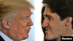 El primer ministro de Canadá, Justin Trudeau (derecha) visitó al presidente de EE.UU. Donald Trump en la Casa Blanca el 13 de febrero de 2017.