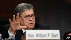 Jaksa Agung, William Barr, bersaksi di depan Komite Kehakiman Senat di Capitol Hill, Washington, D.C., 1 Mei 2019 (foto: AP Photo/Susan Walsh)