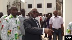 Pascal Tsaty Mabiala (43 G), mokambi ya UPADS (Union Panafricaine pour la Démocratie Sociale) na Brazzaville, Congo, 31 janvier 2016.
