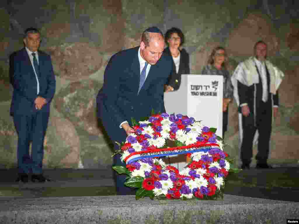 Britain's Prince William visits the Yad Vashem's Hall of Remembrance in Jerusalem, Israel.