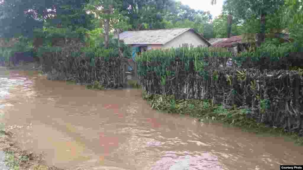 A flooded neighborhood is seen in Ouanaminthe, northeast Haiti, Sept. 8, 2017. (Photo - Josiah Cherenfant, courtesy VOA Creole Service)