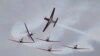 Team aerobatik TNI Angkatan Udara "Jupiter Aerobatic Team" ambil bagian dalam "Singapore Airshow 2022" di bandara Changi, Selasa (15/2). 
