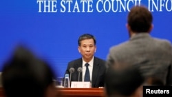 中國財政部長劉昆在北京出席記者會。（2022年2月22日）