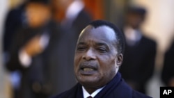 FILE - Republic of Congo President Denis Sassou Nguesso. 