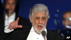 Penyanyi opera Placido Domingo dalam konser di Szeged, Hongaria, 28 Agustus 2019.
