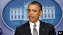 Presiden Barack Obama berbicara kepada media di Gedung Putih, Selasa, 16 April 2013. 