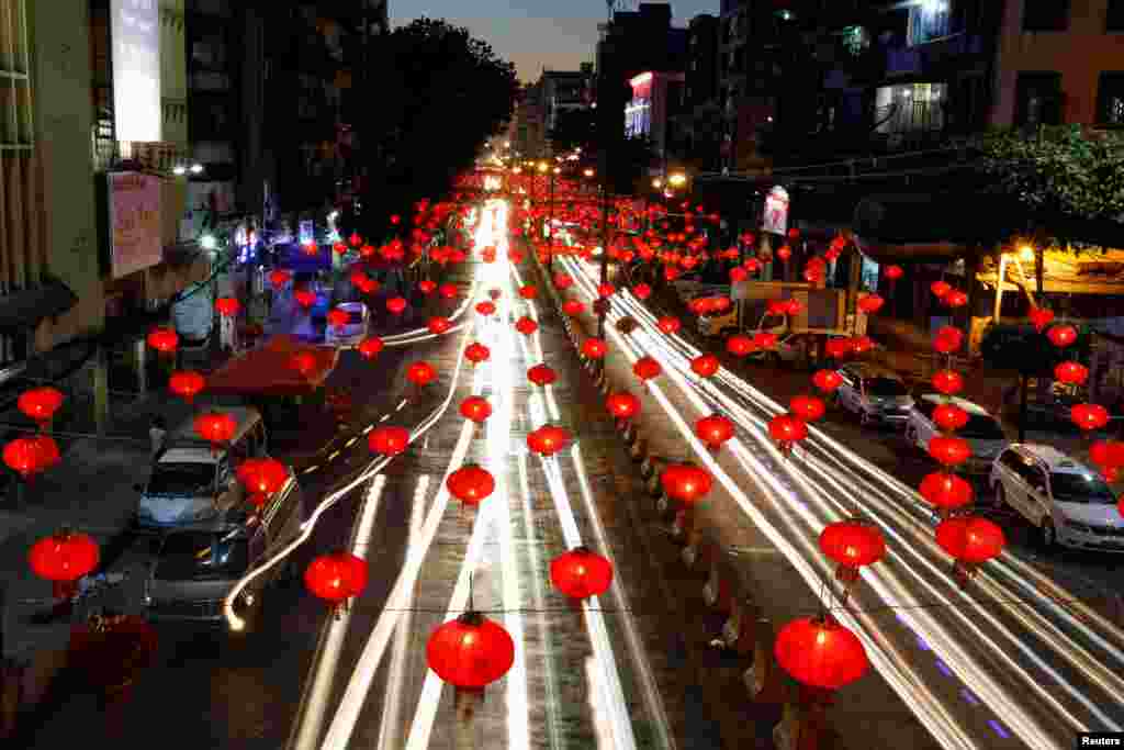 Chinese lamps to celebrate the Lunar New Year in Yangon