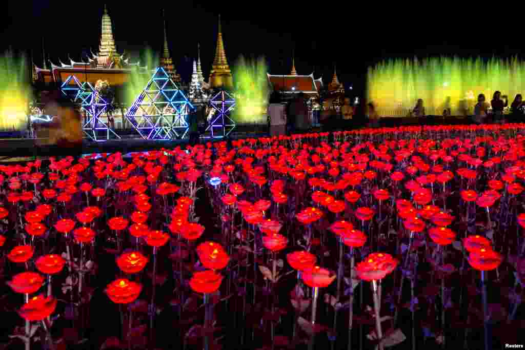 ប្រជាជនចូលរួមមើលការសម្តែងសិល្បៈនិងវប្បធម៌នៅក្នុងពិធីគ្រងរាជ្យនៅព្រះបរមរាជវាំងក្នុងទីក្រុងបាងកកប្រទេសថៃ។ 