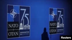 Comemoração do 75º aniversário da aliança num evento da NATO, em Washington D.C., EUA