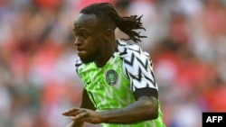 Le milieu de terrain du Nigeria Victor Moses à Londres le 2 juin 2018.
