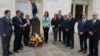 Magistrates appointed by Venezuela's opposition-led parliament gather at the Organization of American States headquarters for an installation ceremony, Oct. 13, 2017.