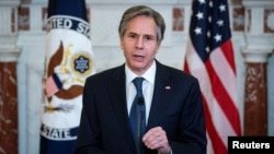 Arhiva - Državni sekretar SAD Antony Blinken govori u State Departmentu u Washingtonu, 5. aprila 2021.