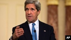 U.S. Secretary of State John Kerry speaks at the State Department, April 2, 2013.
