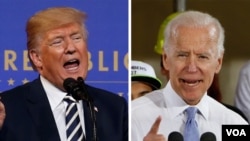 Presiden AS Donald Trump (kiri) dan mantan Wapres Joe Biden