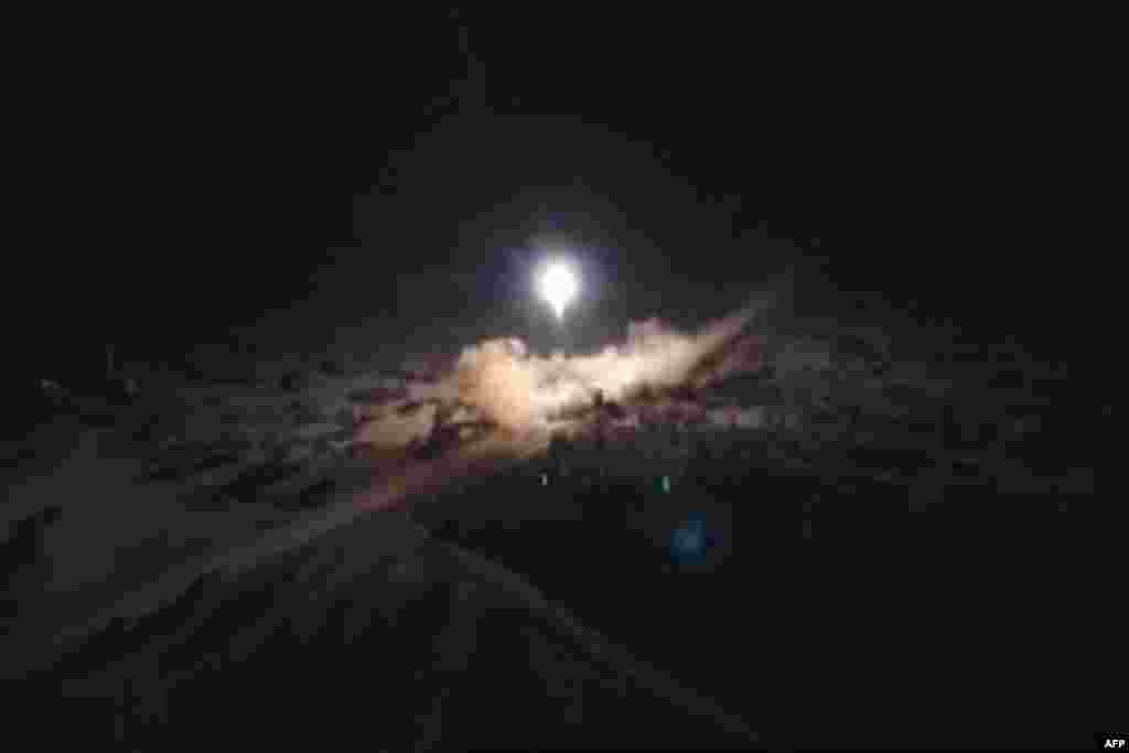 An image grab from video obtained from the state-run Iran Press news agency allegedly shows rockets launched by Iran against US military bases in in Iraq on Jan. 8, 2020.