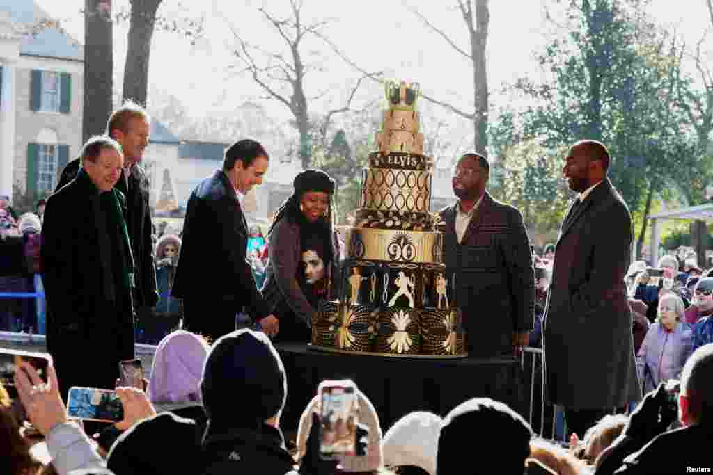 Fans and dignitaries gather at Graceland to mark what would have been late singer Elvis Presley's 90th birthday, in Memphis, Tennessee.