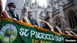 El Día de San Patricio, el patrón de Irlanda, una fiesta muy popular en Estados Unidos. En la foto un desfile en la ciudad de Nueva York el 17 de marzo de 2021.