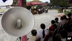 Cambodians protested at Freedom Park, demanding compensation for removing their houses, file photo.