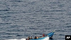 Picture released by the German Bundeswehr shows a pirates' boat in the Gulf of Aden off Somalia (March 2009 File)
