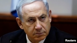 Perdana Menteri Israel Benjamin Netanyahu dalam rapat kabinet di Yerusalem (2/3). 