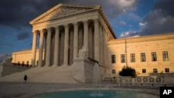 The Supreme Court building in Washington at sunset, Oct. 10, 2017. 