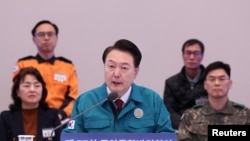 한국 윤석열 대통령이 지난달 31일 열린 중앙통합방위회의에서 발언하고 있다.