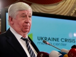 FILE - Then-General Prosecutor of Ukraine Viktor Shokin speaks during news conference in Kyiv, Ukraine, Feb. 16, 2015.