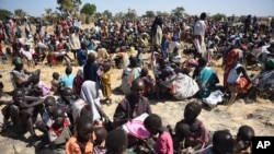Des milliers d'habitants ont rejoint Leer town, dans le Soudan du Sud, pour recevoir l'aide alimentaire de la Croix Rouge. (AP Photo/Jason Patinkin) 