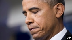 Presiden AS Barack Obama saat berbicara pada wartawan di Gedung Putih mengenai penembakan Trayvon Martin (19/7). (AP/Manuel Balce Ceneta)