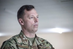 FILE - U.S. Air Force Brig. Gen. Dagvin Anderson, commander of the U.S. military's special forces in Africa, speaks to the Associated Press in Thies, Senegal, Feb. 25, 2020.