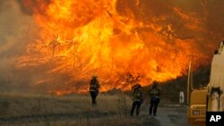 El incendio forestal en el cañón Placerita en Santa Clarita, California, el lunes, 25 de julio de 2016, ha forzado a miles de residentes a evacuar sus casas.